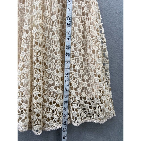 byTiMo Dress Women’s Sz S Ivory Lace Crochet Puff Sleeve V-Neck Babydoll NWOT - Picture 5 of 11